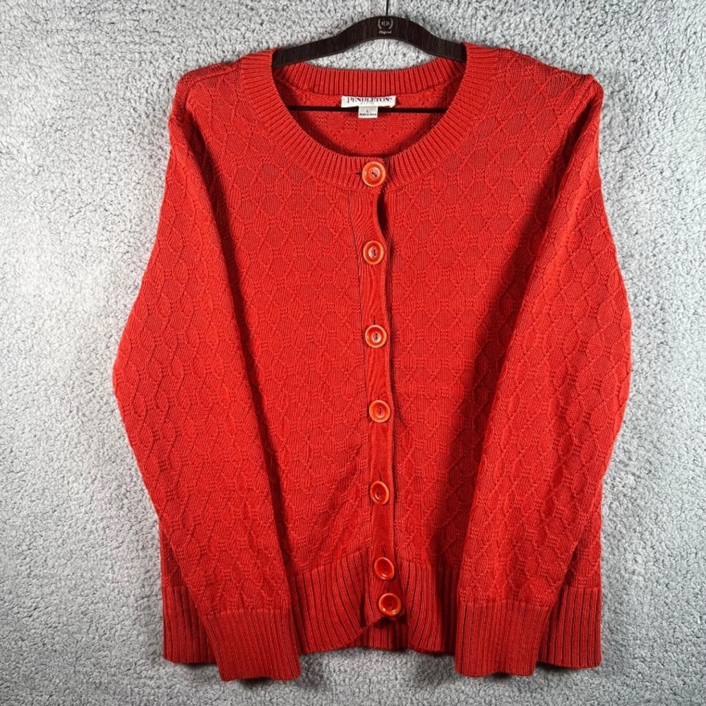 Pendleton Button Up Brick Rust Red Cardigan Sweat… - image 1